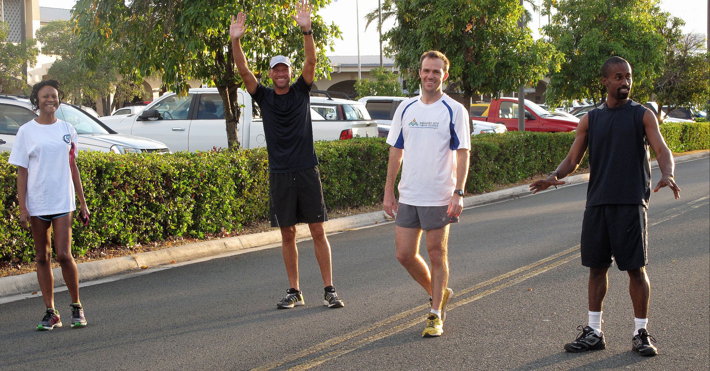 Start of The Annual Flight 64 4Mile (l eft to right) Tracy Collins, Steve Furness, Billy Bohlke and Ivan Espinosa (V.I.Pace Runners photo)