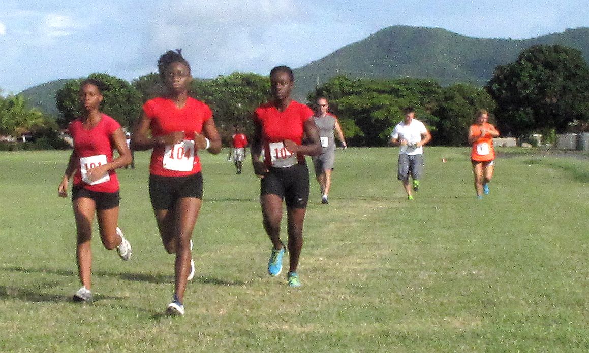 Deanna Roumo, St. Croix Track Club (left) with teammates (V.I.Pace Runners Photo)