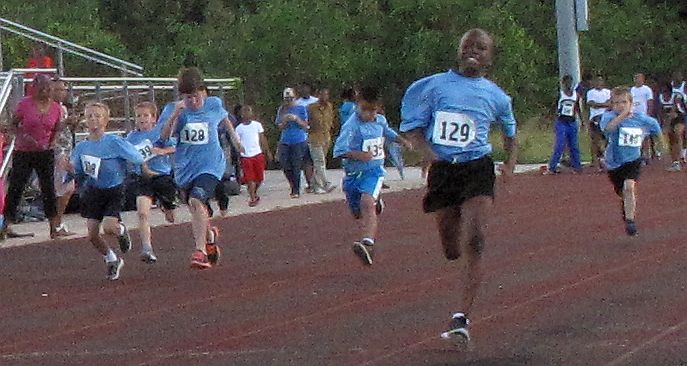 Freewill Baptist dominates the 60m age-group race. (V.I.Pace Runners Photo)