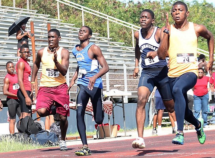 Kohun Eugene No. 73 of Cheetahs Track Club takes 100m in 10.80