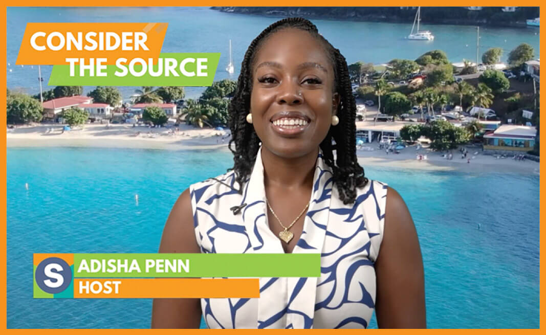Adisha Penn hosting Consider The Source newscast
