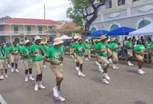 Charlotte Amalie High School’s Marching Hawks was the first band on the parade route Friday.