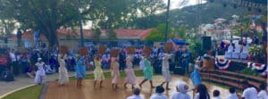 During Friday's Transfer Day Centennial ceremony, dancers dramatize the slave's life under Danish rule.