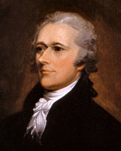 Alexander Hamilton, from 1806 oil portrait by John Trumbull. The painting is now at Washington University Law School. (Image in the public domain)
