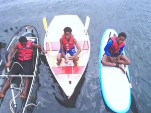 Albert Hodge, Shoquan Christopher and Jaheem Letang, get comfortable in the Marine Vocational Program. (Photo by Jimmy Loveland.)