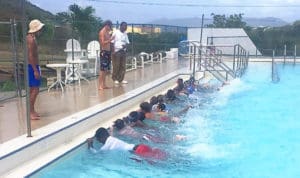 Boys and Girls Club members learn to swim, a prerequisite for the Marine Vocational Program. (Photo by Jimmy Loveland.)