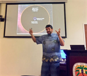 Alberto Sesana of the University of Birmingham in the United Kingdom lectures on gravitational waves at UVI on St. Thomas as a part of an international astronomy conference.