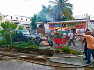 Firefighters fight blaze at Stoners Alley Bar. (Chris Thomas photo)