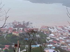 Floodwaters from Hurricane Maria innundate the Charlotte Amalie waterfront. (Photo by Danie Berry)