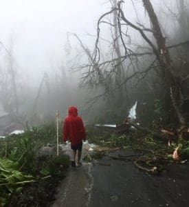 Walking an almost impassable road. (Kelsey Nowakowski photo)