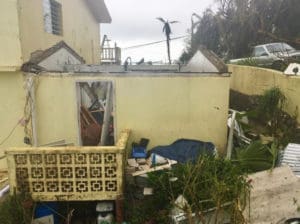 Many St. Thomas and St. John buildings are missing roofs. (Kelsey Nowakowski photo)