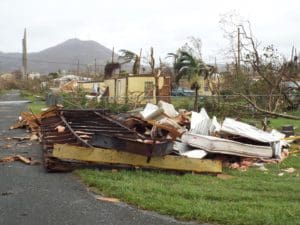 Debris in Estate Castle Burke on St. Croix on Sept. 21 (V.I. National Guard photo)