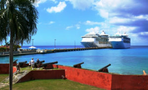 Two cruise ships tie up side by side in 2013 in Frederiksted. (Bill Kossler photo)