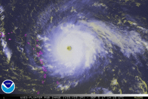 Satellite view of Hurricane Irma taken at 10:15 a.m. AST.