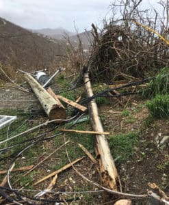 The playground near the National Park Service building in Cruz Bay has been torn apart by hurricane winds.