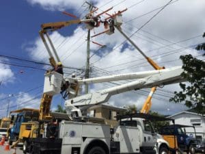 A WAPA crew works on a power line. (Photo provided by WAPA)