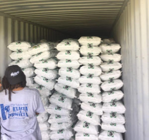 Supplies are loaded in Florida for shipment to the USVI and Puerto Rico. (Photo by Finish Line Feed)