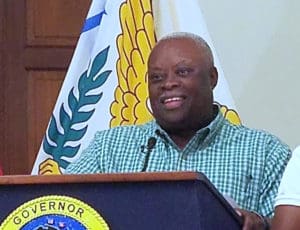 Gov. Kenneth Mapp talks about debris pickup which begins Friday.