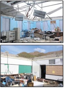 Slides presented during Wednesday's Senate hearing show damage to schools on the territory. These two were images from Gladys Abraham Elementary School.