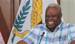 Gov. Kenneth Mapp at Friday’s Government House news conference (Jamie Leonard photo).