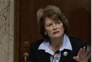 Sen. Lisa Murkowski chairs the U.S. Senate Energy and Natural Resources Committee Tuesday for a discussion of rebuilding in Puerto Rico and the U.S. Virgin Islands. (Image captured from C-Span broadcast)