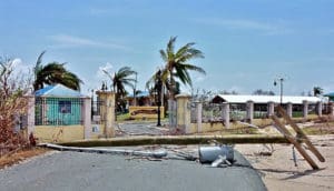 The entrance to the Vincent Mason Pool after Hurricane Maria. (Facebook photo by Glenroy)