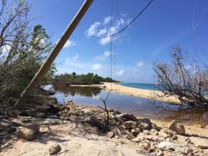 The road to the Mason Pool is covered with seawater washing into the Salt Pond, making the pool inaccessible. (Susan Ellis photo)