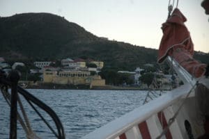 Roseway heads toward Fort Christiansvaern in 2007. (Bill Kossler photo)