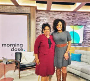 V.I. Tourism Commissioner Beverly Nicholson-Doty on the set of 'morning dose' with news anchor Laila Muhammad.