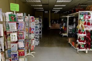 The new home of Clara’s Special Occasions party store waits to be energized to reopen next door to the decades old former location.