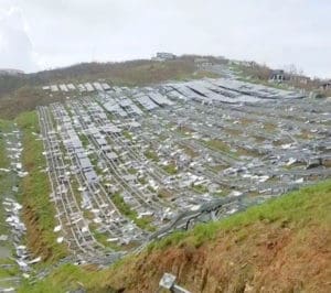 A photo of the devastated St. Thomas solar facility Water and Power Authority officials showed the Legislature Wednesday. (V.I. Water and Power Authority image)