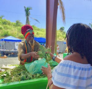 Aswad Meyers sells homegrown herbs at the Bordeaux Farmers Market.