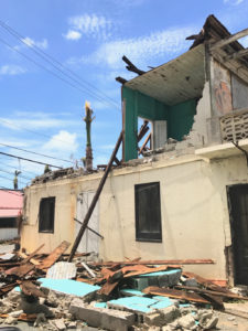 A heavily damaged building in downtown Charlotte Amalie bears witness to the power of Hurricane Irma. (Kelsey Nowakowski photo)