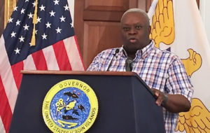 Gov. Kenneth Mapp discusses federal disaster relief Friday.