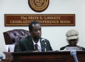 Sen. Wayne James chairs a 2010 hearing on St. Croix (File photo)