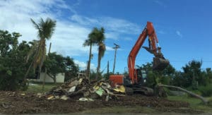 Hurricane damaged marine vessels are being broken down on the East End of St. Thomas. 