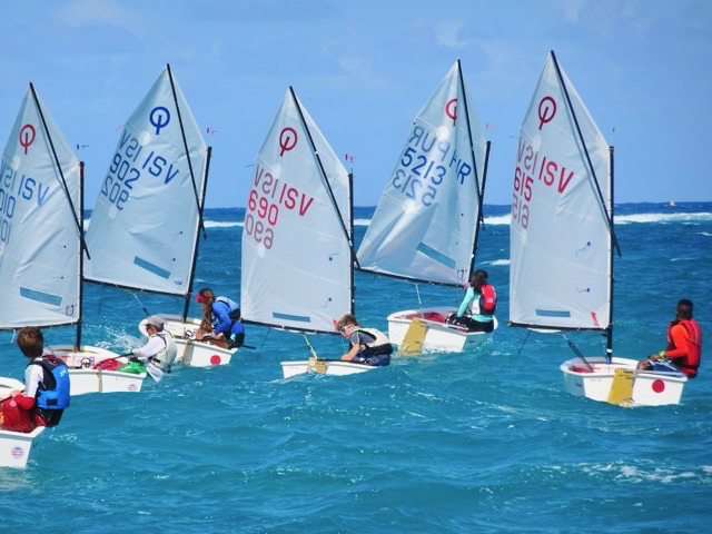 Young sailors race the wind in the Crucian Open Regatta. (Anne Salafia photo)
