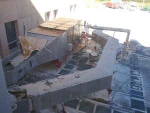 Damaged equipment on the rooftop of the Schneider Regional Medical Center.