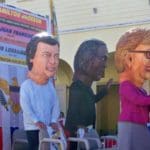 A float in Saturday’s parade featured Cabazudos