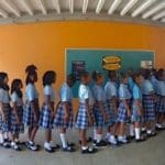 Lockhart Elementary School students line up for classes Tuesday