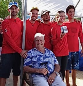 Crew of Crucian Confusion pose with Captain Nick Castruccio at the 2016 St. Croix Regatta. (Anne Salafia photo) 