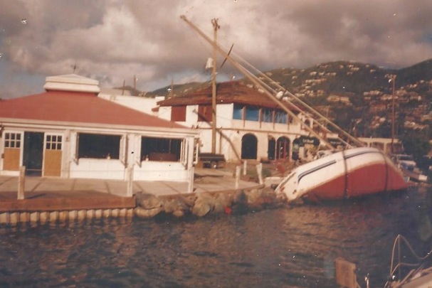 A ruined sailboat by Hook Line and Sinker after Hurricane Marilyn. The incoming Bryan-Roach administration plans to address the threat that global climate change poses to the territory. (File photo by Molly Morris)