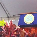 Gov. Kenneth Mapp applauds Lt. Gov. Osbert Potter’s inauguration speech