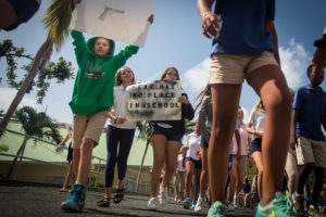 Students at Antilles School march against gun violence Wednesday. 