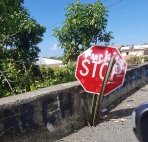 Someone, apparently frustrated by thoughtless drivers, has appended a pungent message to a stop sign. (sap photo)