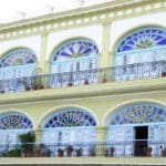 Stained glass windows in Plaza Viejas