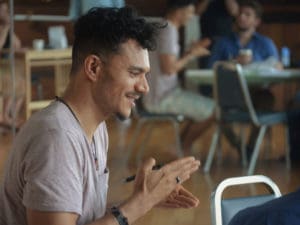 British-Jamaican poet Raymond Antrobus leads a workshop.