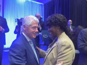 Delegate to Congress Stacey Plaskett meets wth former President Bill Clinton Tuesday in Miami. (Photo submitted by Plaskett's office)