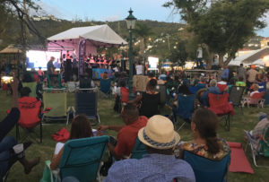 Concert goers gather for Jazz in the Park.