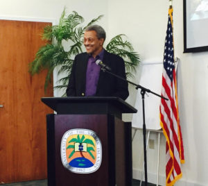 Roy Watlington at a meeting of the Integrated Ocean Observing System on St. Thomas in 2016. (IOOS photo)